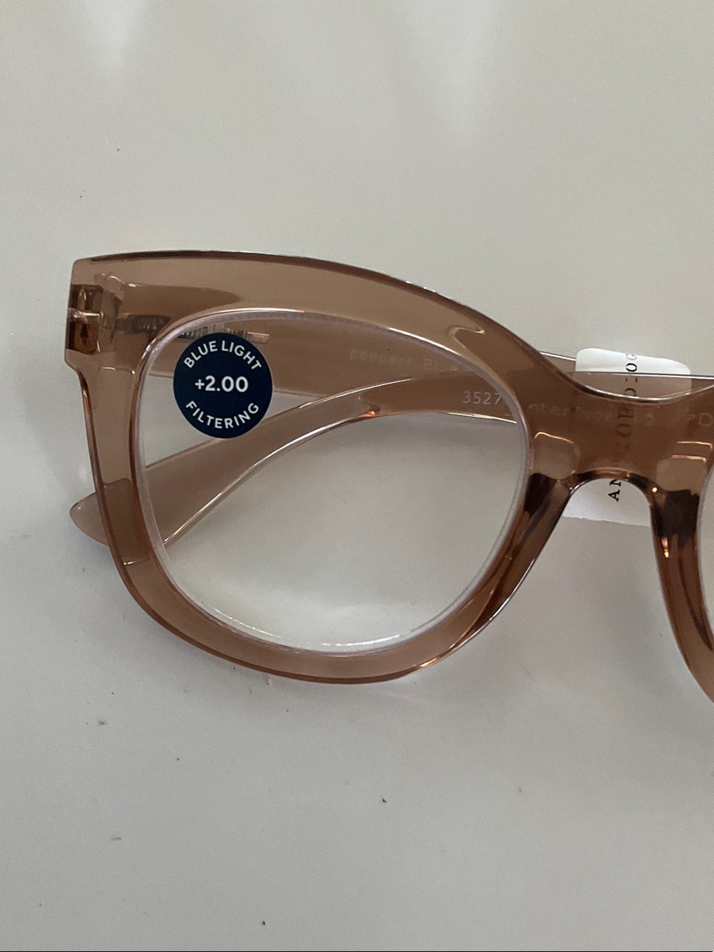 Anthropologie Translucent Light Brown/Taupe Square Glasses - Picture 4 of 4
